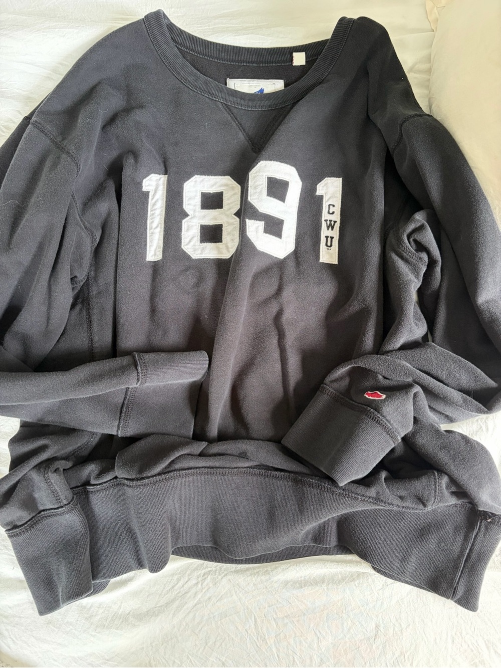& Other Stories Black Crewneck Sweatshirt with White '1891' Appliqué